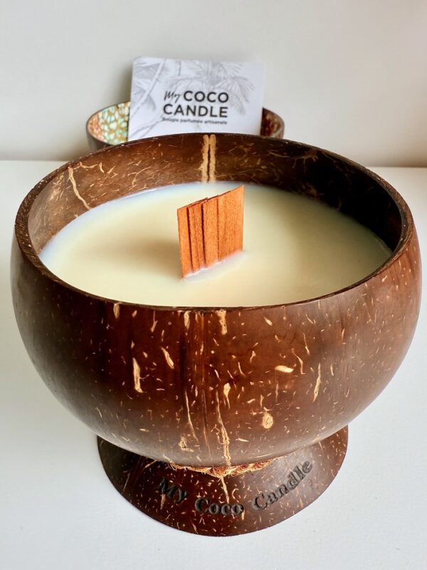 Bougie Nature Bio dans une Noix de Coco
