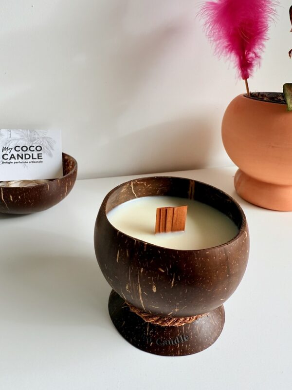 Bougie Nature Bio dans une Noix de Coco