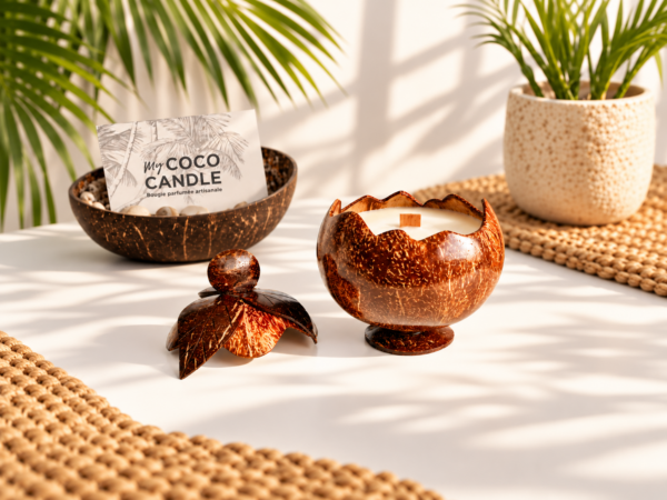 bougie noix de coco sculptée main - My Coco Candle
