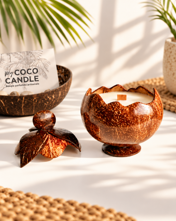bougie noix de coco sculptée main - My Coco Candle