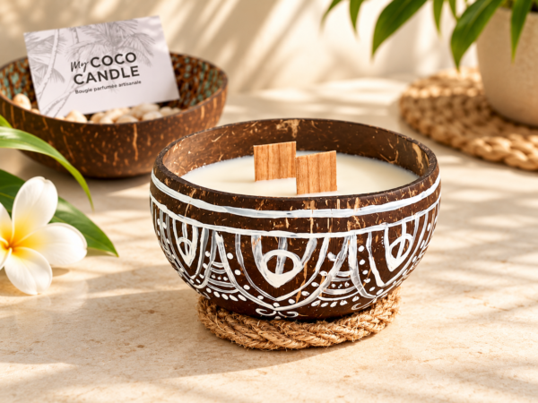 bougie noix de coco peinte à la main - My Coco Candle