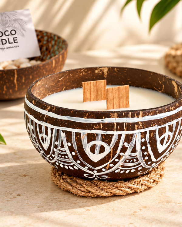 bougie noix de coco peinte à la main - My Coco Candle