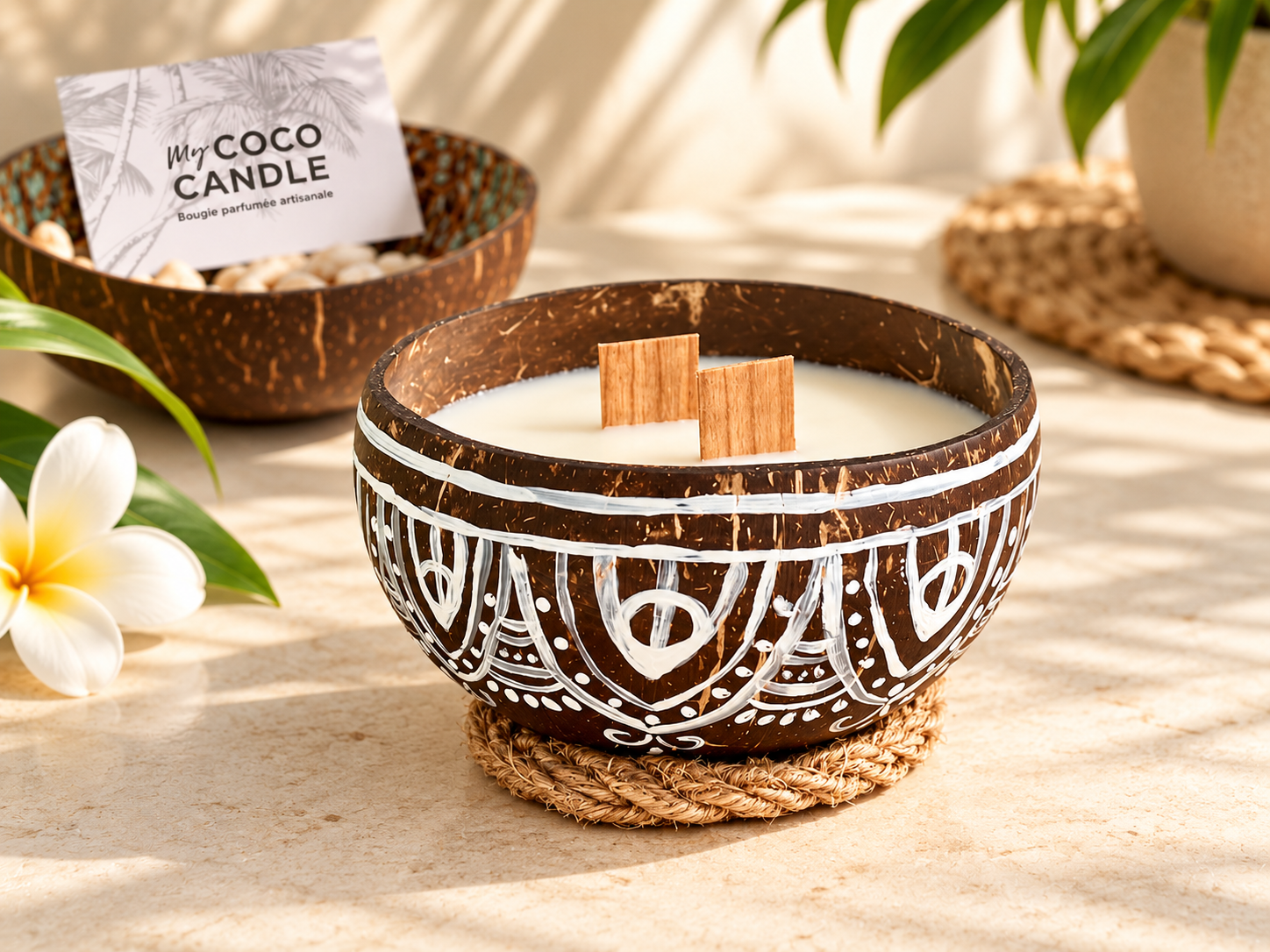 bougie noix de coco peinte à la main - My Coco Candle