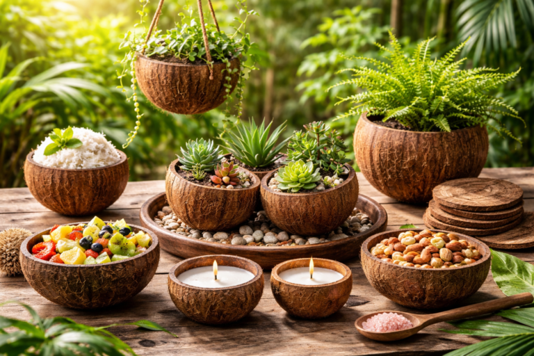 Réutiliser les coques de noix de coco : 10 idées créatives et zéro déchet