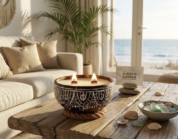 Bougie Hanoï Dans Noix de Coco Peinte à la Main - My Coco Candle