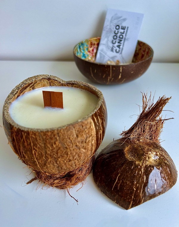 Bougie Noix de Coco au parfum naturel à la Vanille de Madagascar