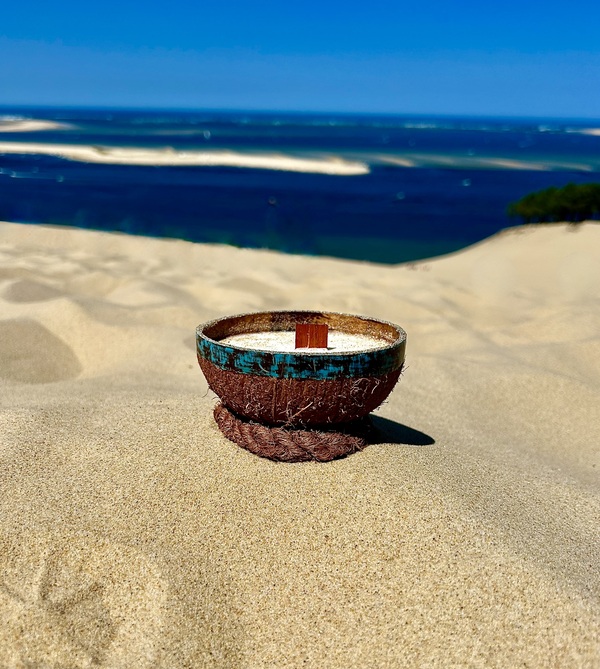 bougie cire végétale dans Noix de Coco naturelle