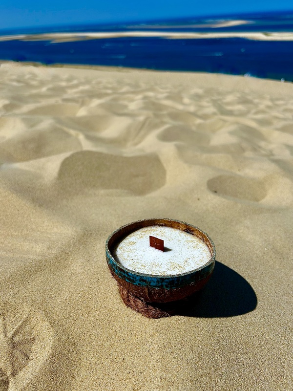 bougie cire végétale dans Noix de Coco naturelle