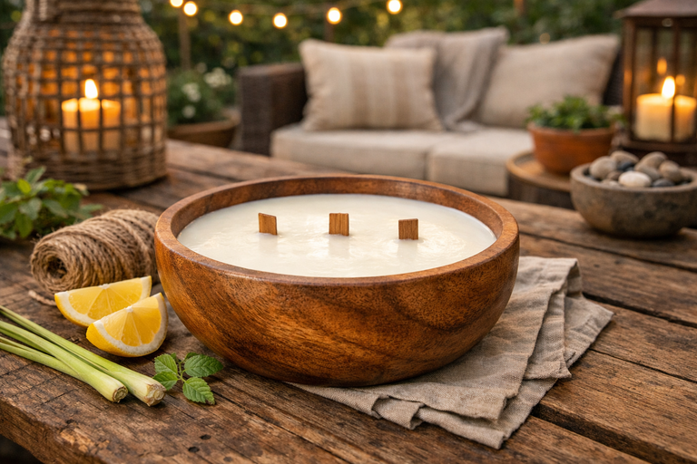 Bougie Citronnelle Artisanale : Répulsif Naturel Anti Moustique, Cire de Soja, Fait Main