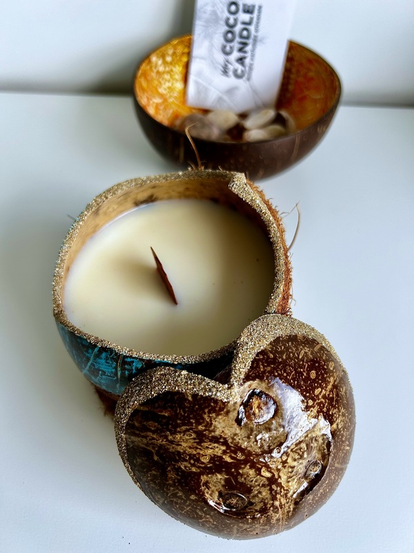 Bougie Parfumée Naturelle Coulée dans une Noix de Coco - My Coco Candle