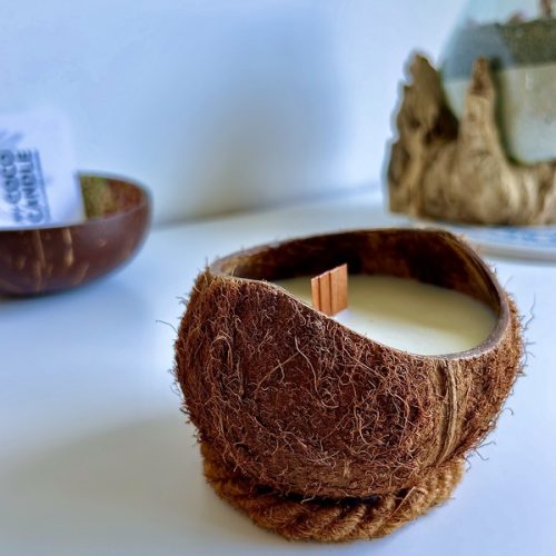 Bougie Noix de Coco Artisanale avec Mèche en Bois - My Coco Candle