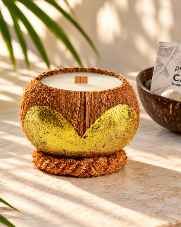 bougie noix de coco finition dorée - My Coco Candle