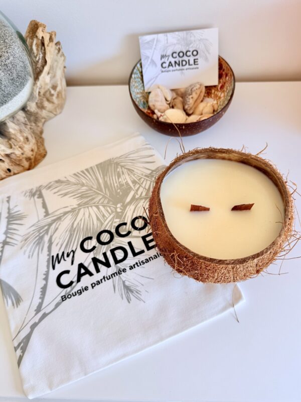 Pochon en coton My Coco Candle imprimé palmiers, emballage cadeau réutilisable