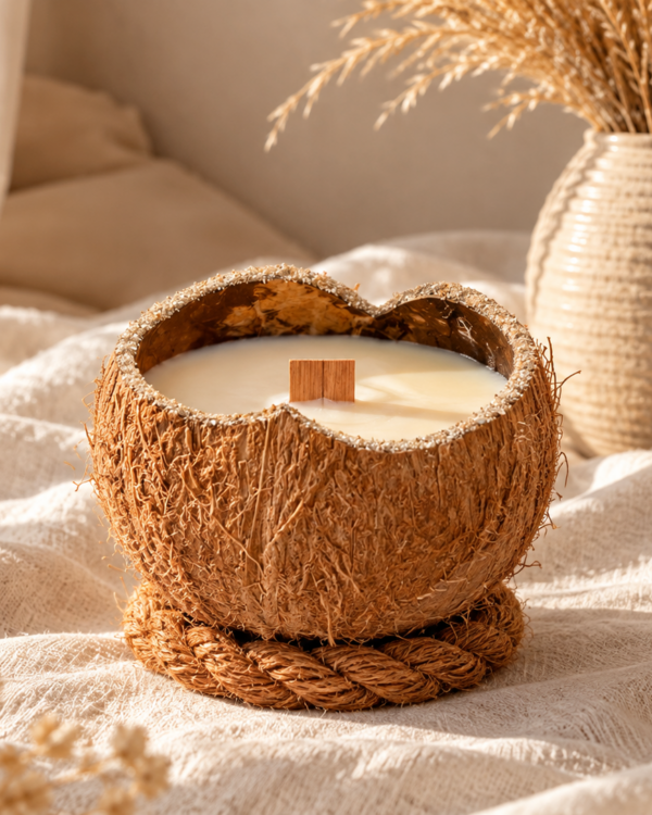 bougie noix de coco cœur sable de mer - My Coco Candle