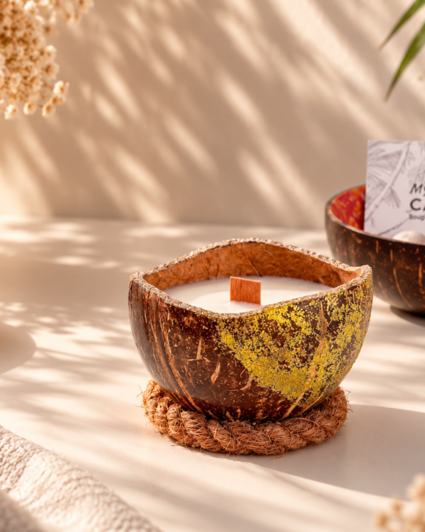 bougie noix de coco polie dorée - My Coco Candle