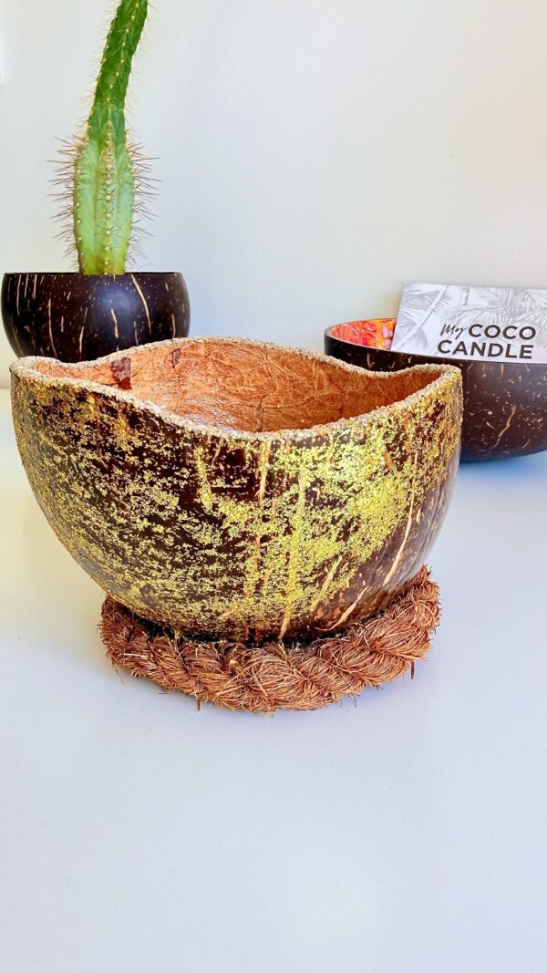 bougie noix de coco polie dorée - My Coco Candle