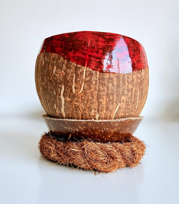 bougie noix de coco polie rouge - My Coco Candle