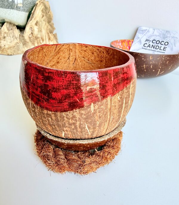 bougie noix de coco polie rouge - My Coco Candle